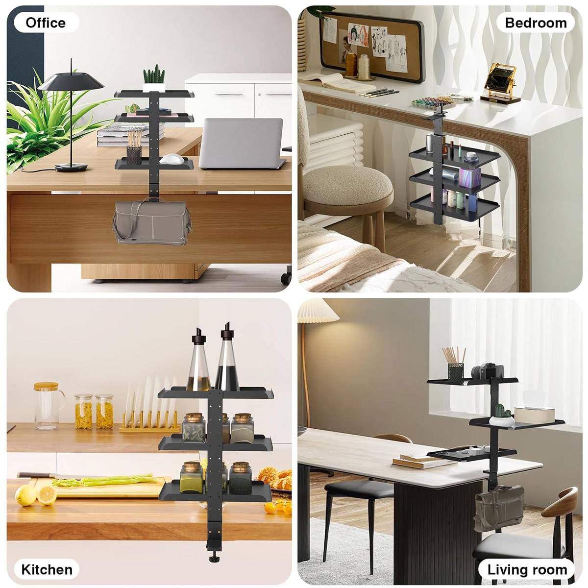 3-Tier Multi Function Side Table Shelf for Desk