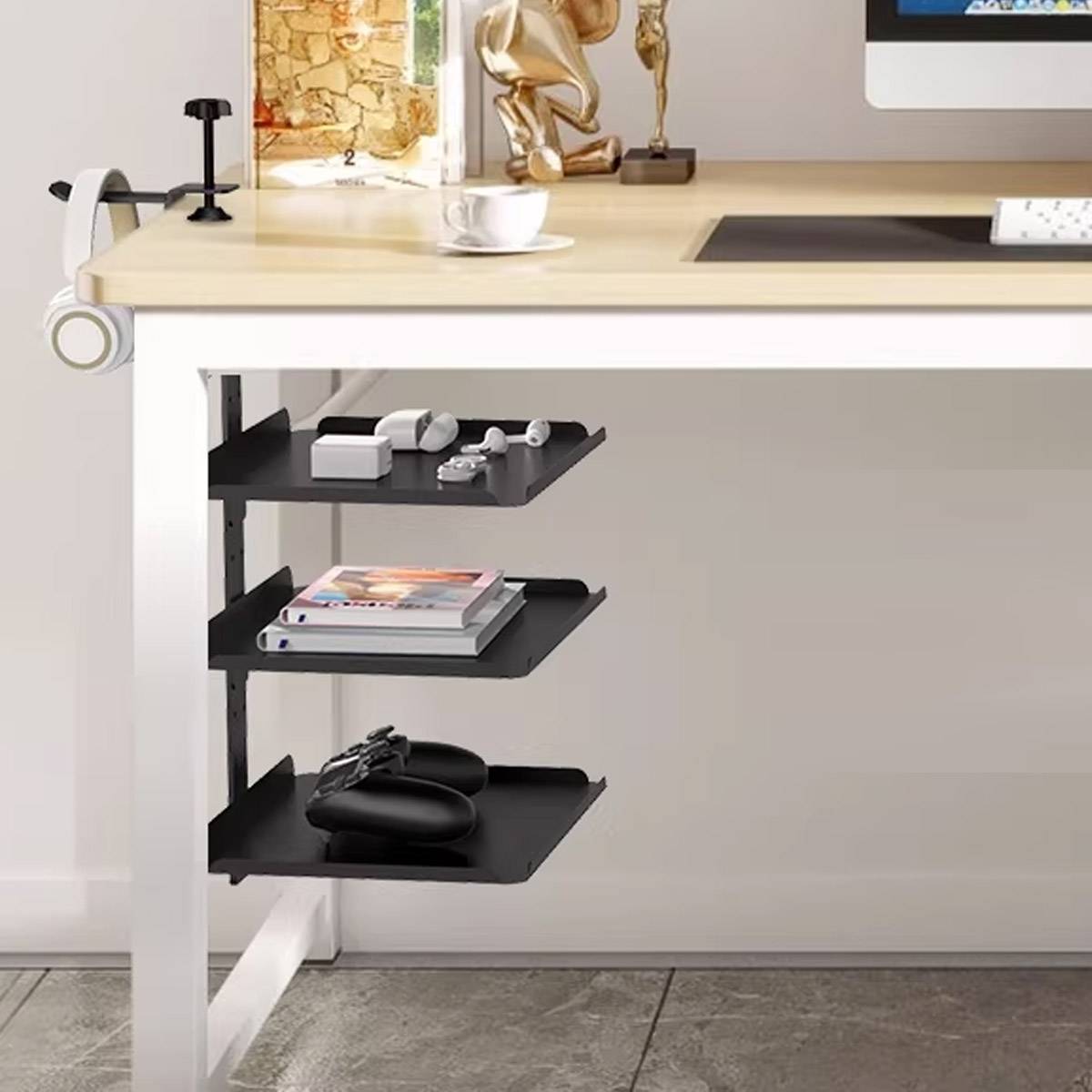 3-Tier Multi Function Side Table Shelf for Desk