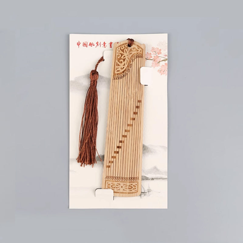 Bamboo Bookmark Chinese Style Instrument and Fan Shape