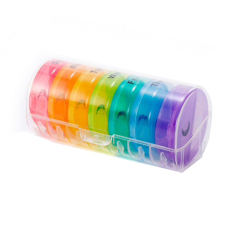 7 Day Round Mini Travel Pill Box Snap Closure