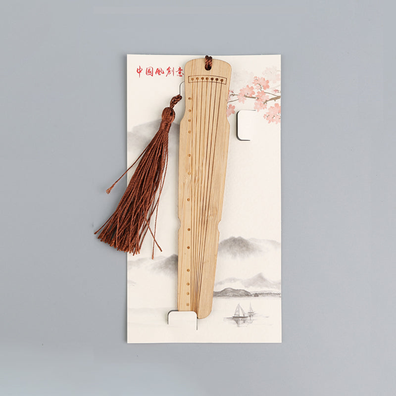 Bamboo Bookmark Chinese Style Instrument and Fan Shape