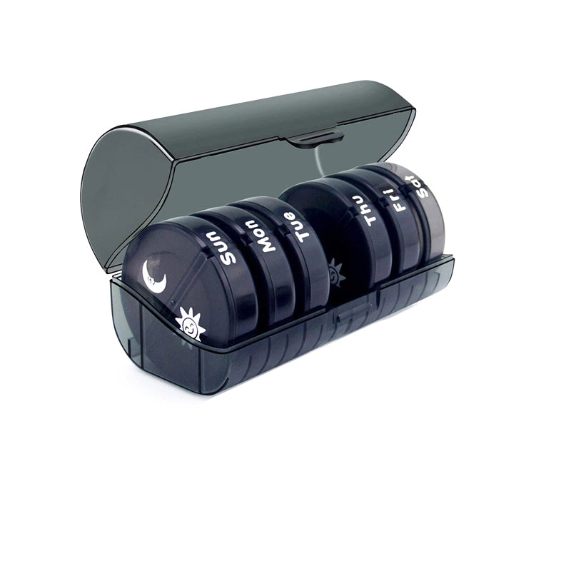 7 Day Round Mini Travel Pill Box Snap Closure