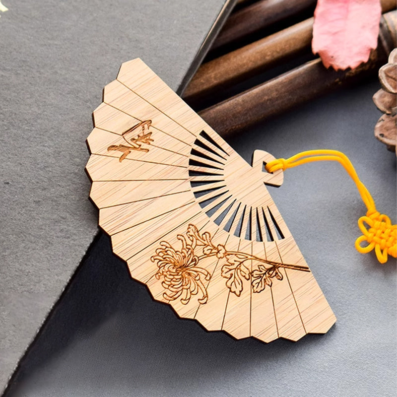 Bamboo Bookmark Chinese Style Instrument and Fan Shape