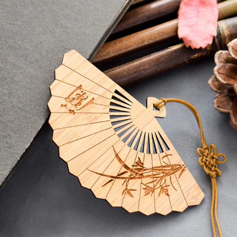 Bamboo Bookmark Chinese Style Instrument and Fan Shape
