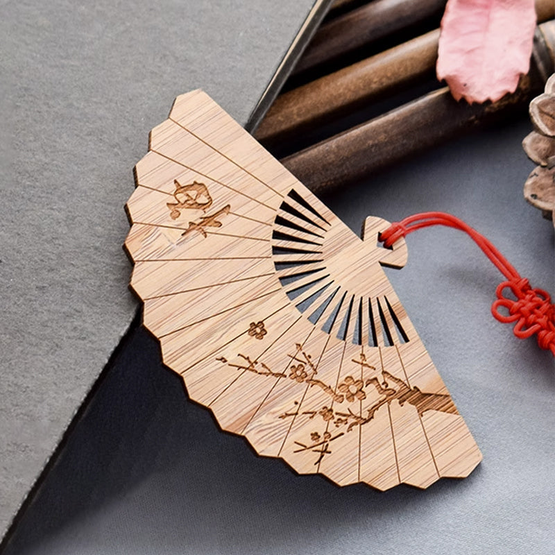 Bamboo Bookmark Chinese Style Instrument and Fan Shape