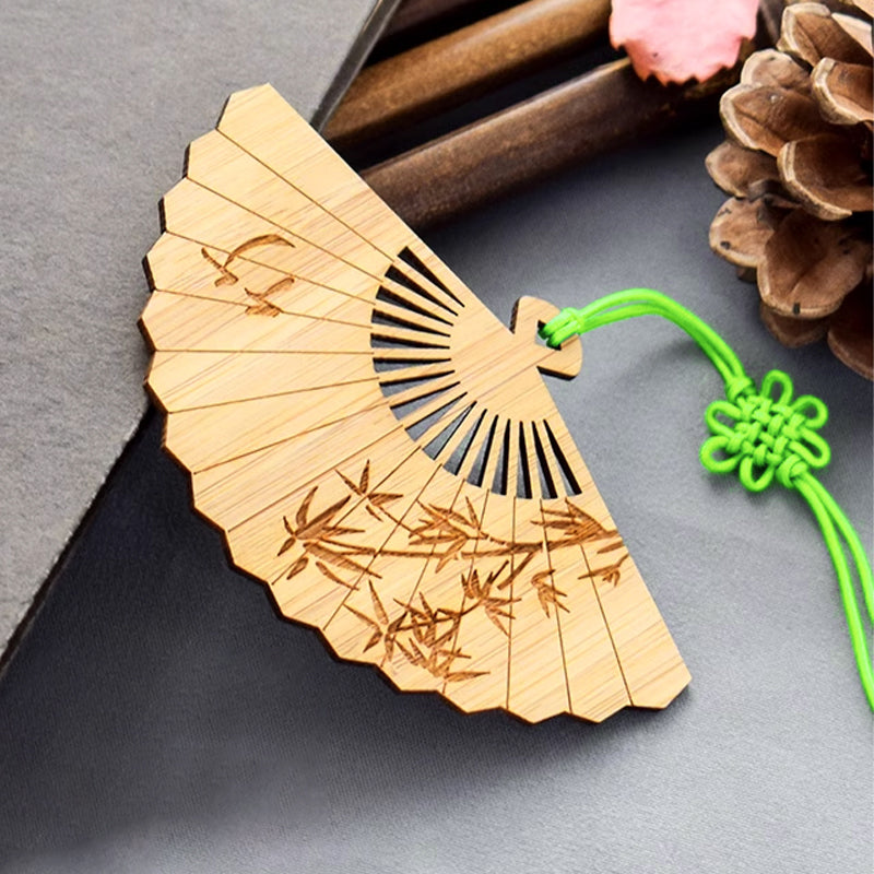 Bamboo Bookmark Chinese Style Instrument and Fan Shape