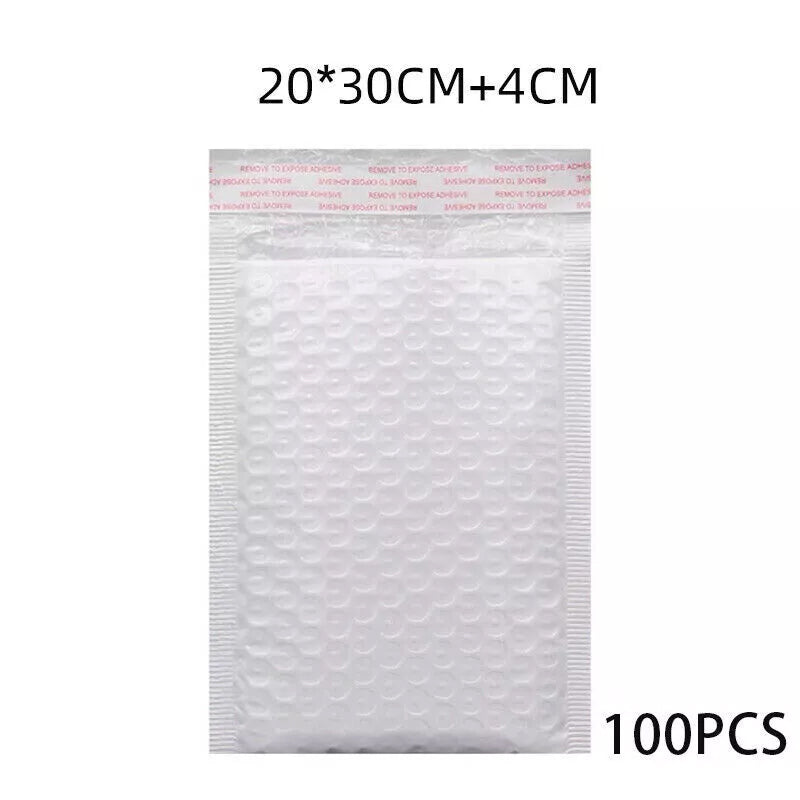 25–100 Pcs Poly Bubble Mailer Envelopes White Padded Bags